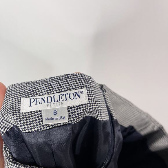 New Pendleton Size 8 Petite Gray Houndstooth Pencil Skirt Virgin Wool Work - Picture 8 of 10